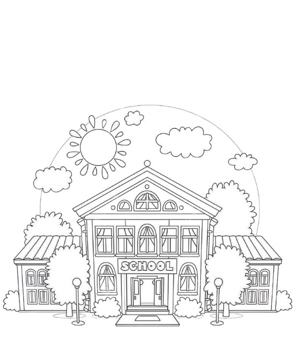 tô màu trường tiểu học 5