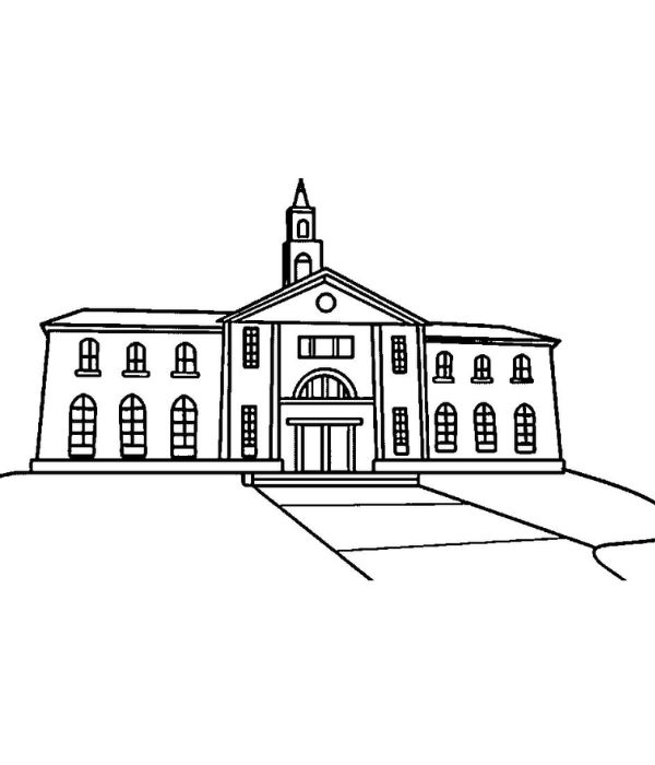 tô màu trường tiểu học 8