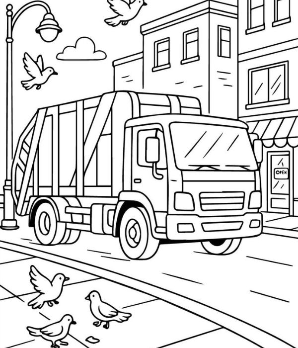 tô màu xe chở rác 28