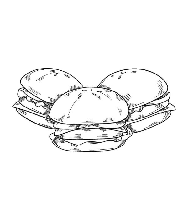 tranh tô màu bánh hamburger