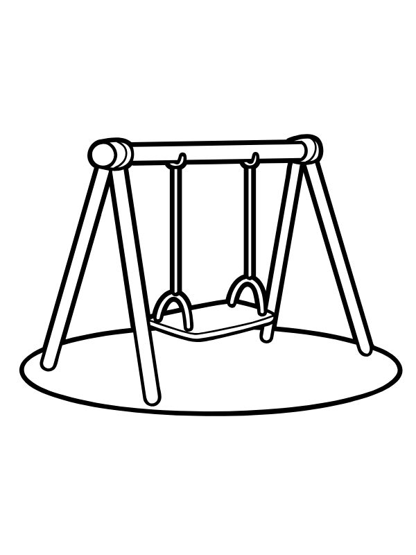 tranh tô màu bé chơi xích đu