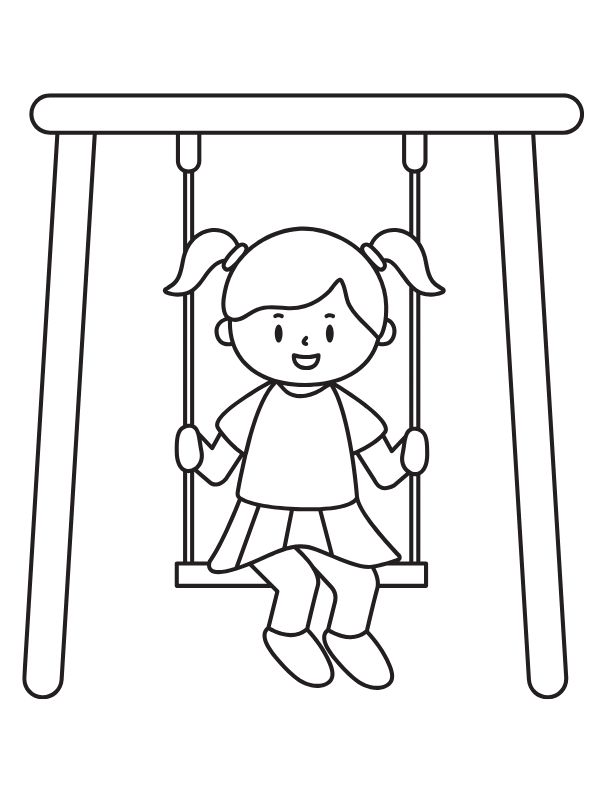 tranh tô màu chơi xích đu