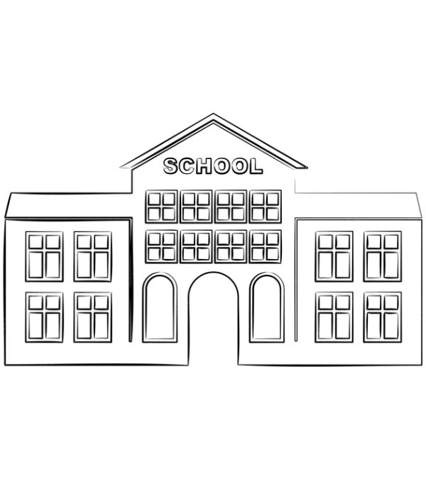 tranh tô màu chủ đề trường tiểu học