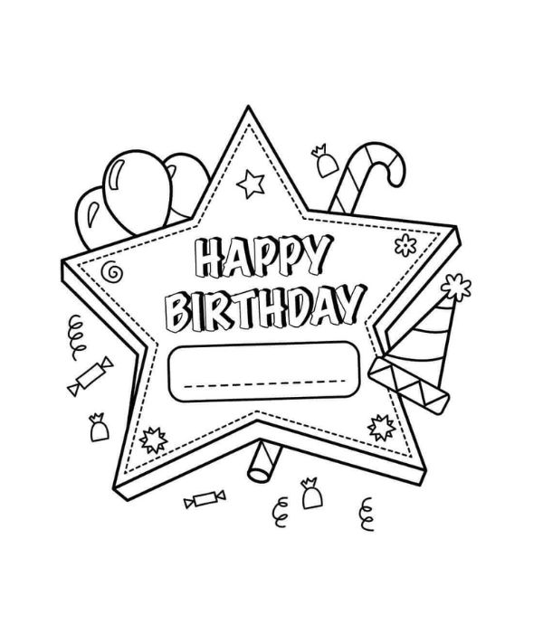 tranh tô màu chữ happy birthday