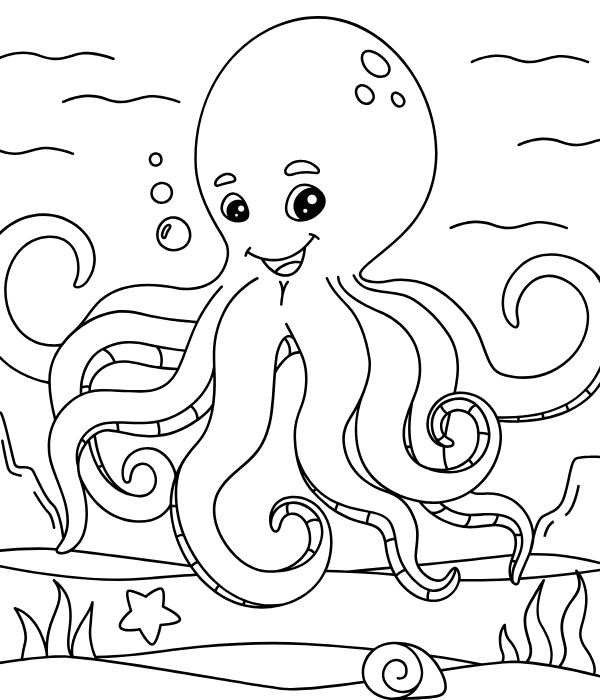 tranh tô màu con bạch tuộc