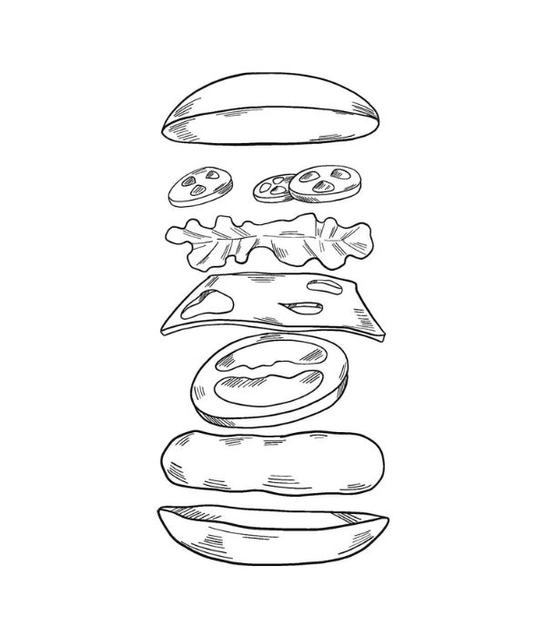 tranh tô màu hamburger