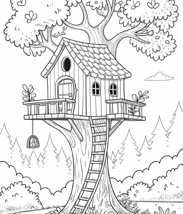 tranh tô màu ngôi nhà sàn