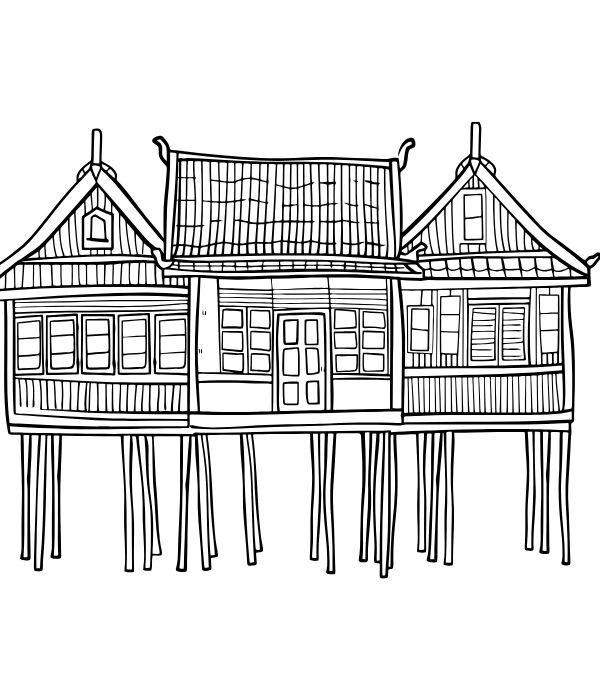 tranh tô màu nhà sàn 11