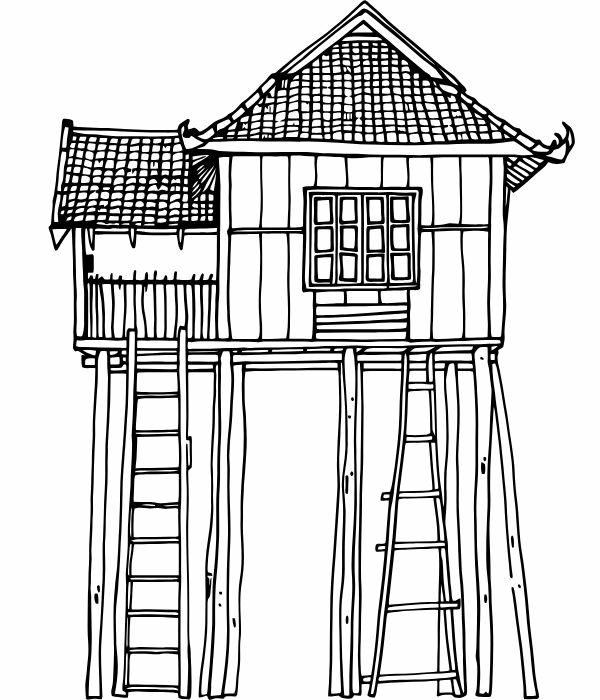 tranh tô màu nhà sàn 12