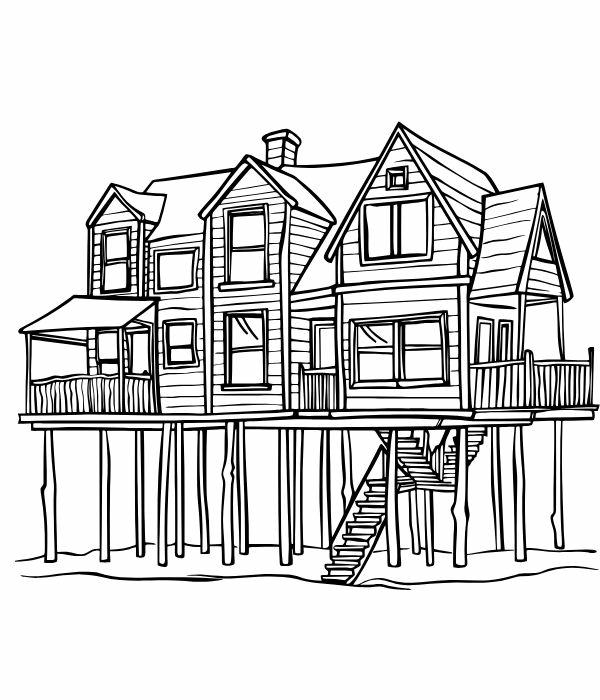 tranh tô màu nhà sàn 15