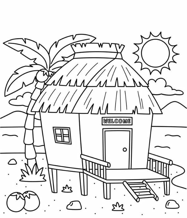 tranh tô màu nhà sàn 19