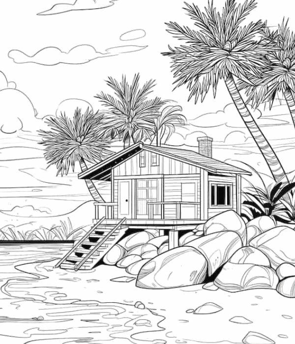 tranh tô màu nhà sàn 22