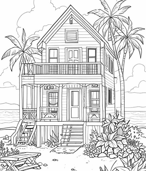 tranh tô màu nhà sàn 33