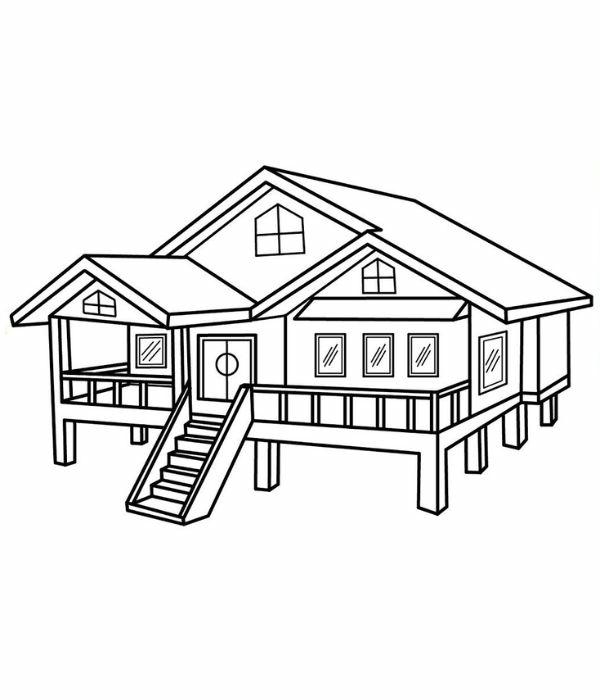 tranh tô màu nhà sàn 5