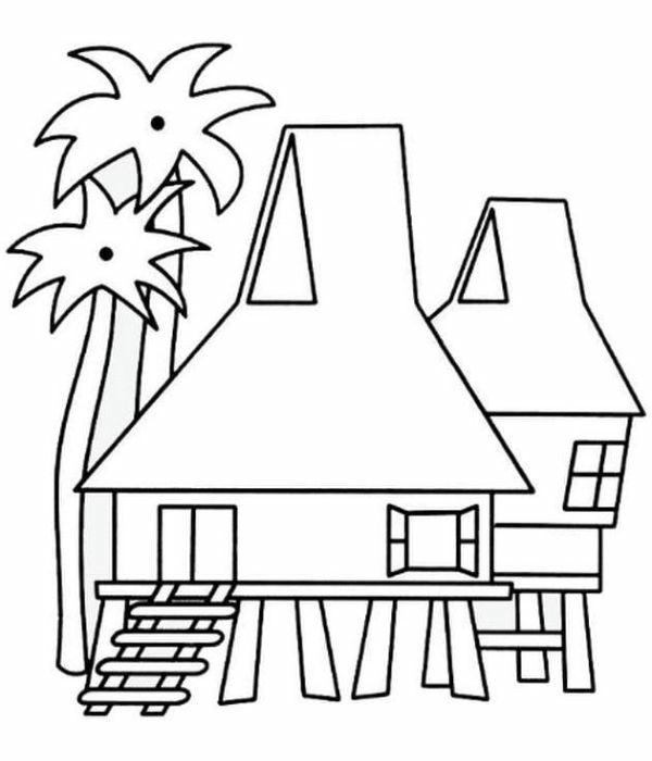 tranh tô màu nhà sàn 6