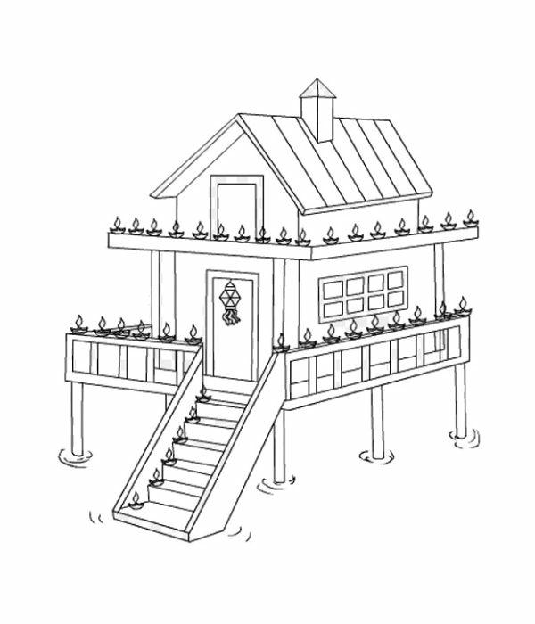 tranh tô màu nhà sàn 7