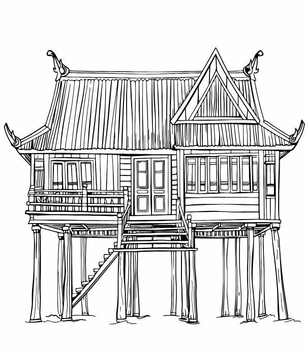 tranh tô màu nhà sàn 8