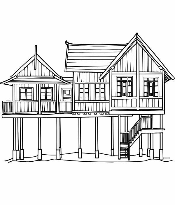 tranh tô màu nhà sàn 9