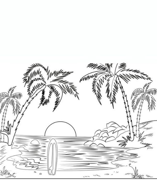 tranh tô màu phong cảnh bãi biển 18