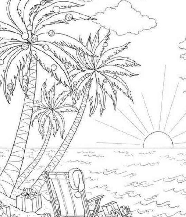 tranh tô màu phong cảnh bãi biển 27