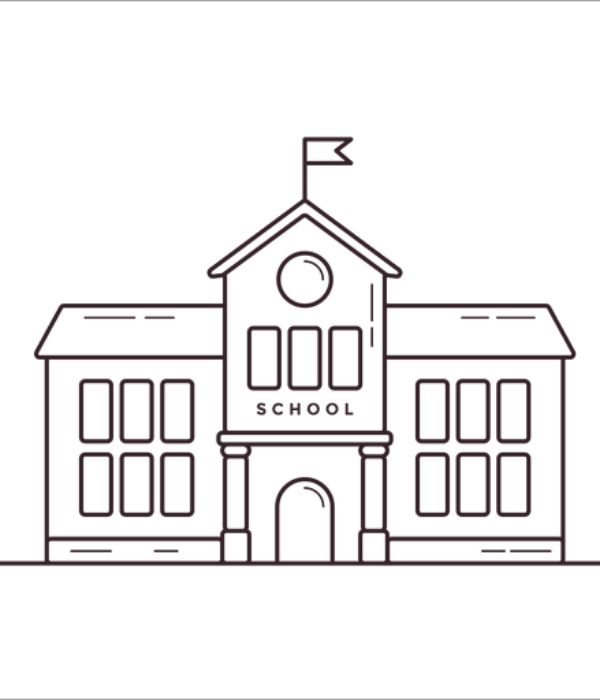 tranh tô màu về trường tiểu học