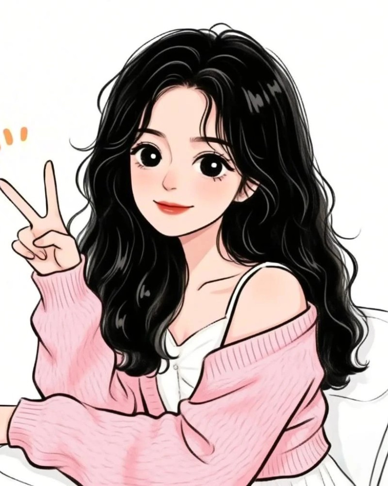 Cô gái anime tóc đen dài cười trong nền