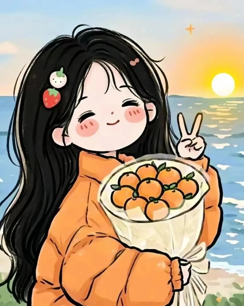 Nhân vật anime tóc đen cầm hoa hướng dương