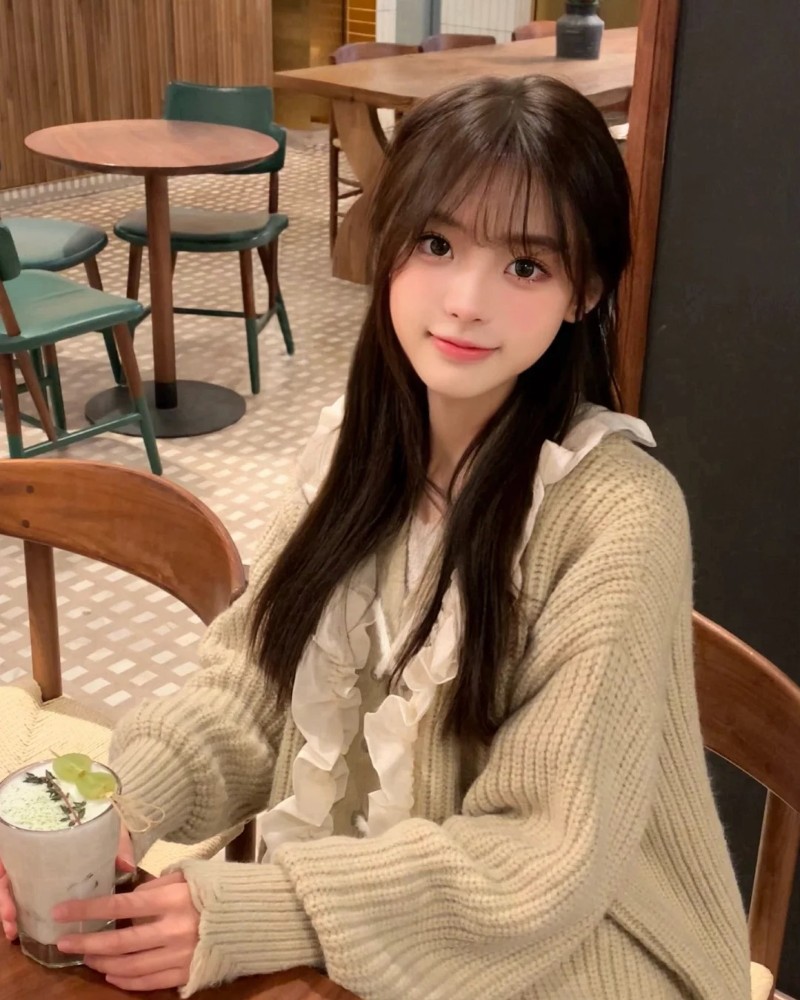 ảnh gái xinh hàn quốc tóc ngang vai mỉm cười nhẹ