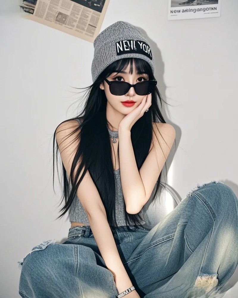 Cô gái mặc hoodie xám tạo vibe tối giản