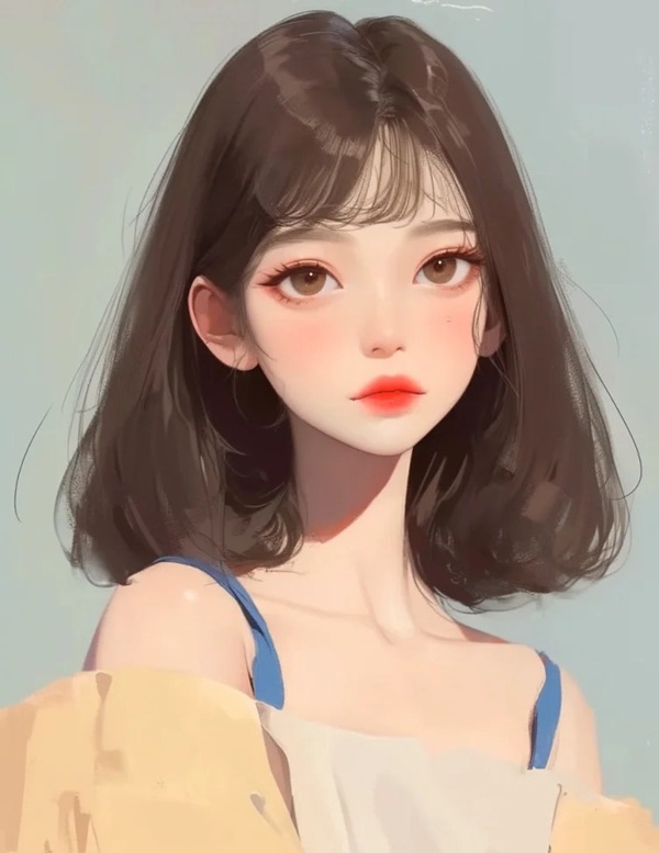 Cô gái tóc ngang vai phong cách anime dễ thương