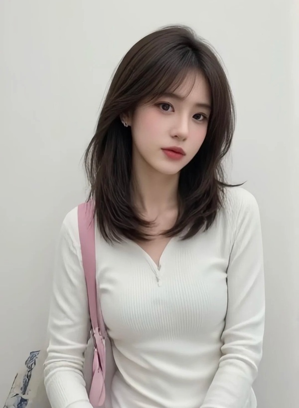 Cô gái tóc ngang vai 2k3 chụp ảnh trong phòng sáng