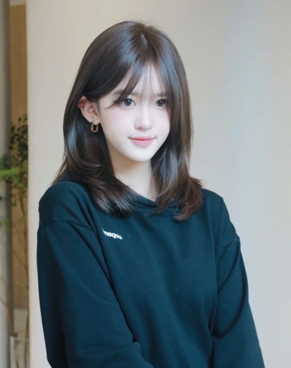 ảnh gái xinh tóc ngang vai 2k3 pose dáng trên ghế