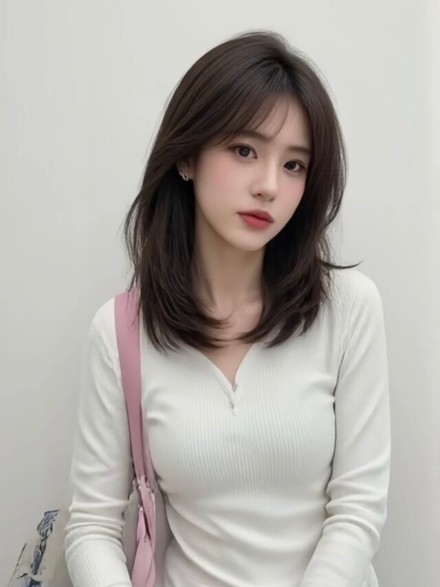 Cô gái tóc ngang vai 2k3 chụp ảnh trong phòng sáng