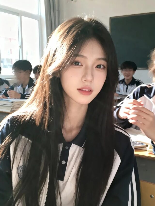 Nữ sinh chụp ảnh trong phòng