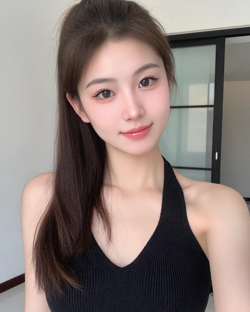 cô gái cười nhẹ trong quán cà phê