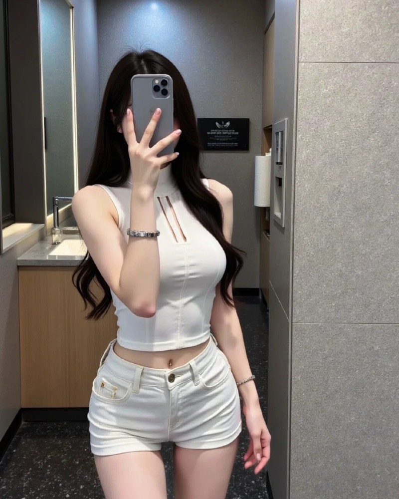 Cô gái tạo dáng với áo body ôm sát