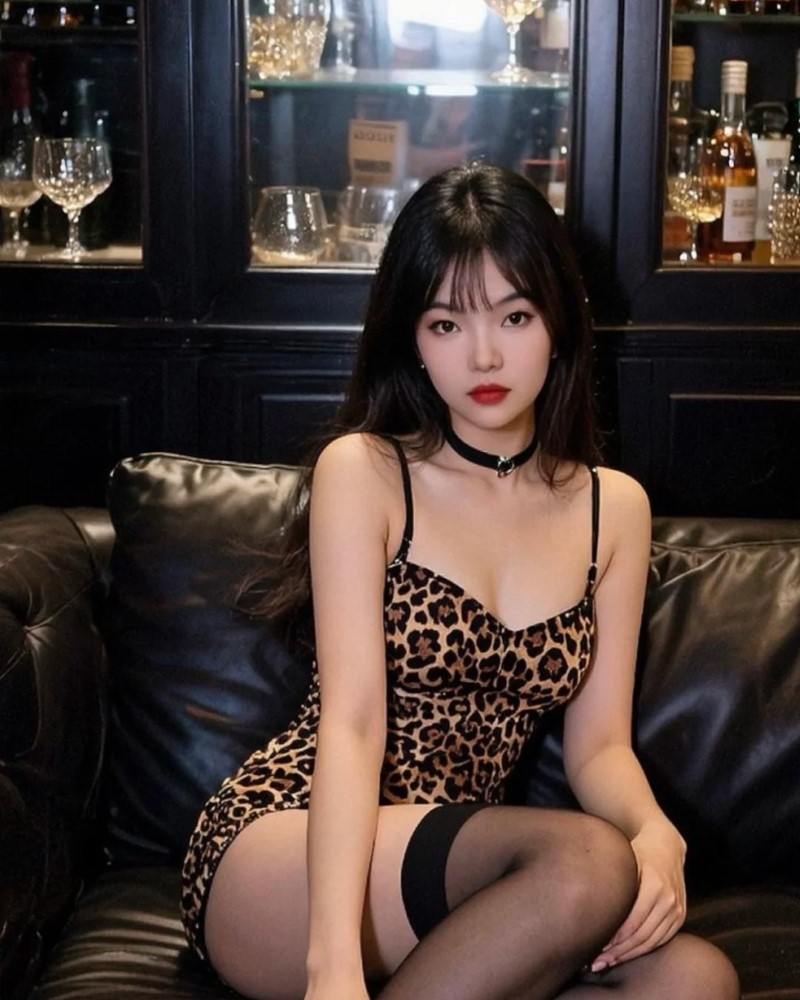 Cô nàng tạo dáng nhảy trong ánh sáng sân khấu mạnh