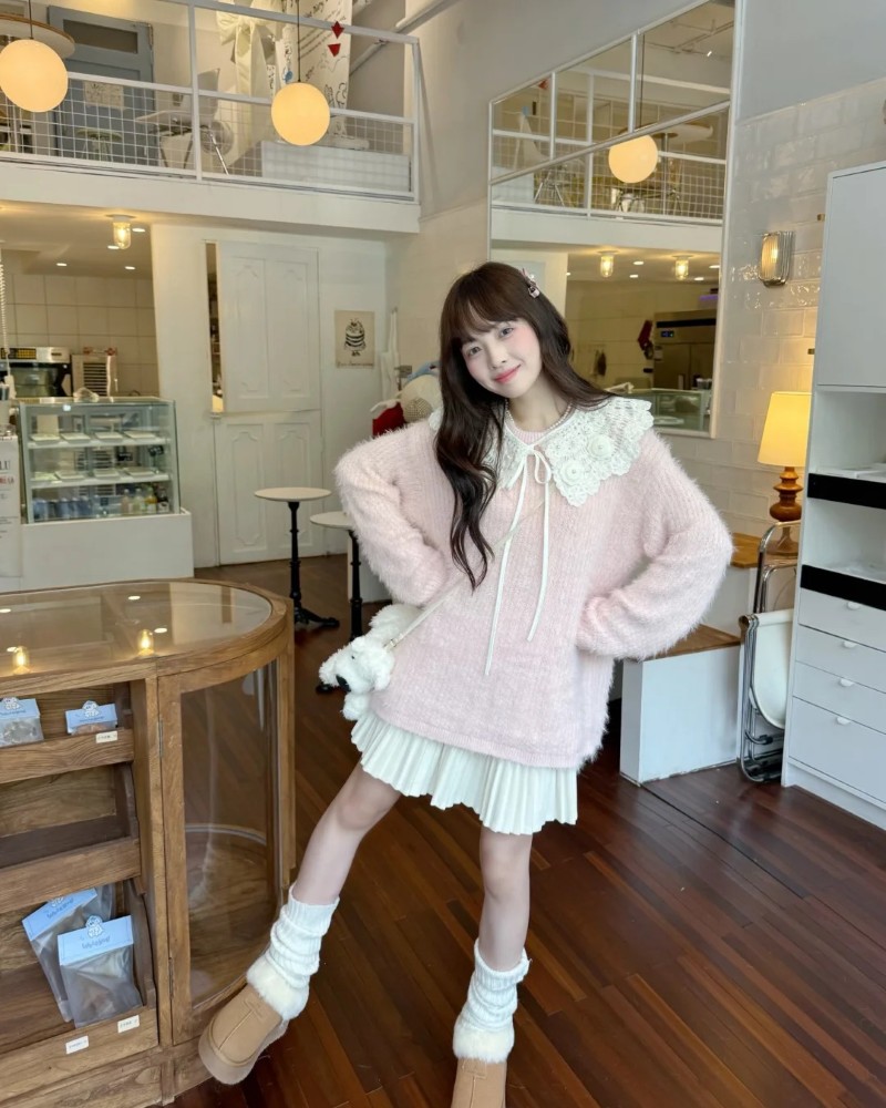 nàng thơ mặc váy hồng pastel điệu đà